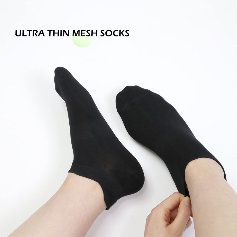 SERISIMPLE Women Ultra Thin Socks Viscose Bamboo Low Cut No Show Ventilating Low Ankle Anti Odor Arch Support Mesh Socks 5 Pairs (m, Black) - Image 4